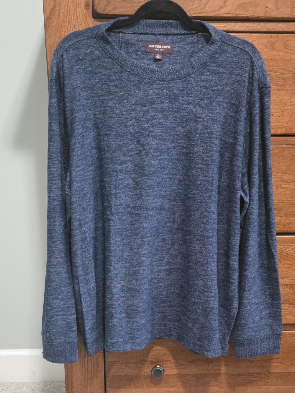 Johnston & Murphy Heathered Navy Crewneck Sweater